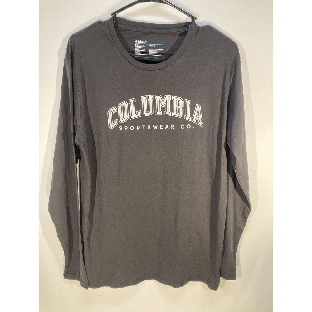Columbia Sportswear Men's Size M Long Sleeve Graphic T-Shirt Charcoal Gray Logo